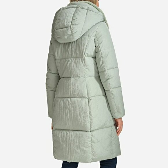 Cole Haan Women's Shine Faux-Fur-Collar Hooded Puffer Coat Size M (MSRP $280) - Picture 2 of 7
